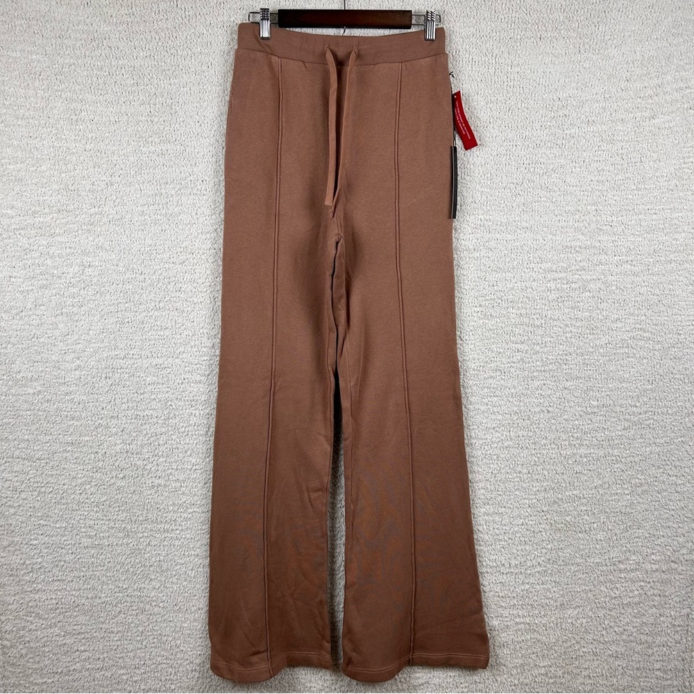 Carbon38 Sweatpant Womens Small Camel Wide Leg‎ Pintuck in French Terry